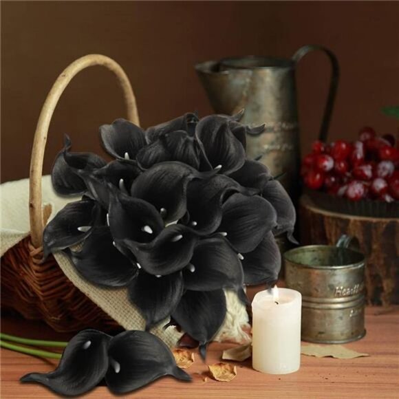 Artificial Real Touch Black Calla Lillies - Picture 2 of 5